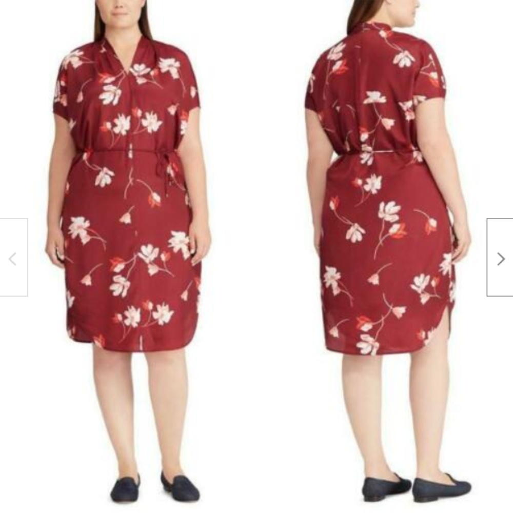 Ralph Lauren Floral Crepe Balayna Sleeve Dress 14W